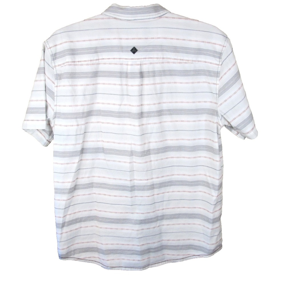 Prana Casual Short Sleeve Button Up Striped Shirt Men's XL Cotton‎ Blend - Picture 7 of 9
